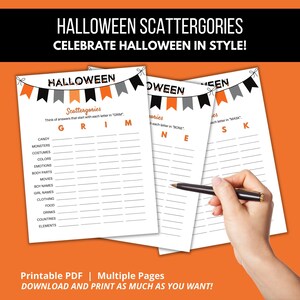 Printable Halloween Themed Scattergories Party Games for all ages | Spooky Icebreaker for Family Game Night | Digital Instant Download