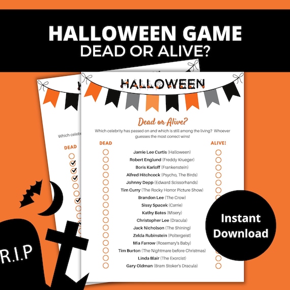 Halloween Themed Printable Game Dead or Alive Game for 