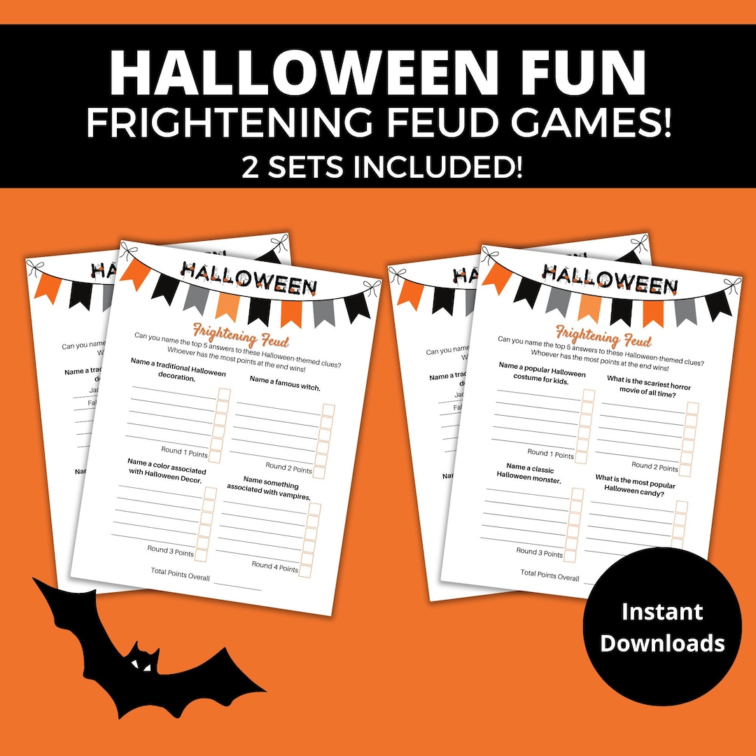 Printable Halloween Themed Family Feud Game for All Ages Frightening 