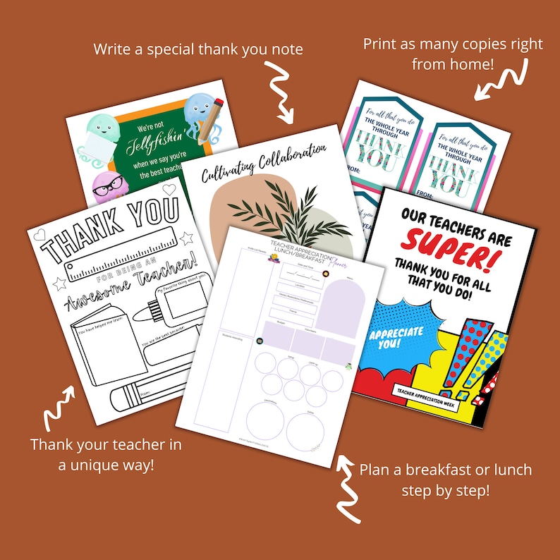 National Teacher Appreciation Day Printables, Celebration Planner and