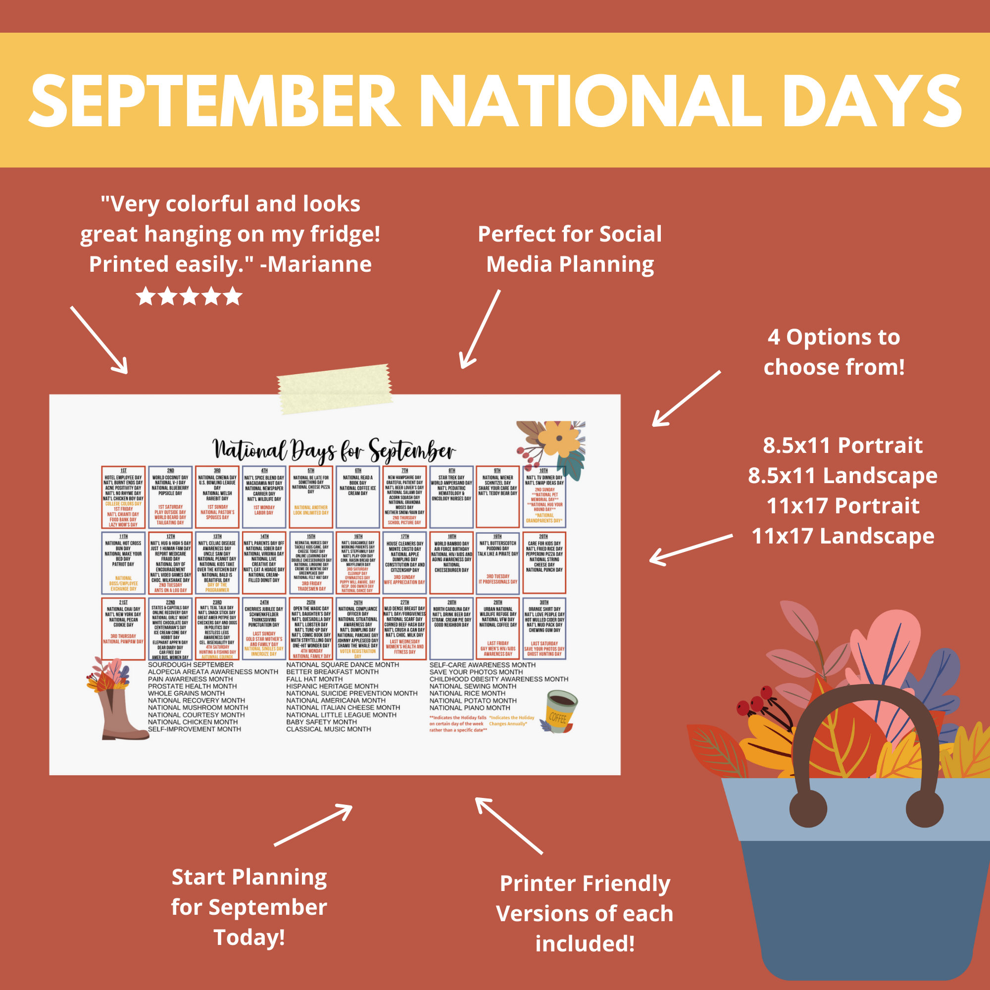 Printable September National Day Calendar Holiday Tracker at a Glance Printable September National Day Calendar Holiday Tracker at a Glance