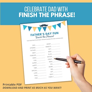 Printable Father's Day Game | Finish the Phrase Party Activity for Dad ...