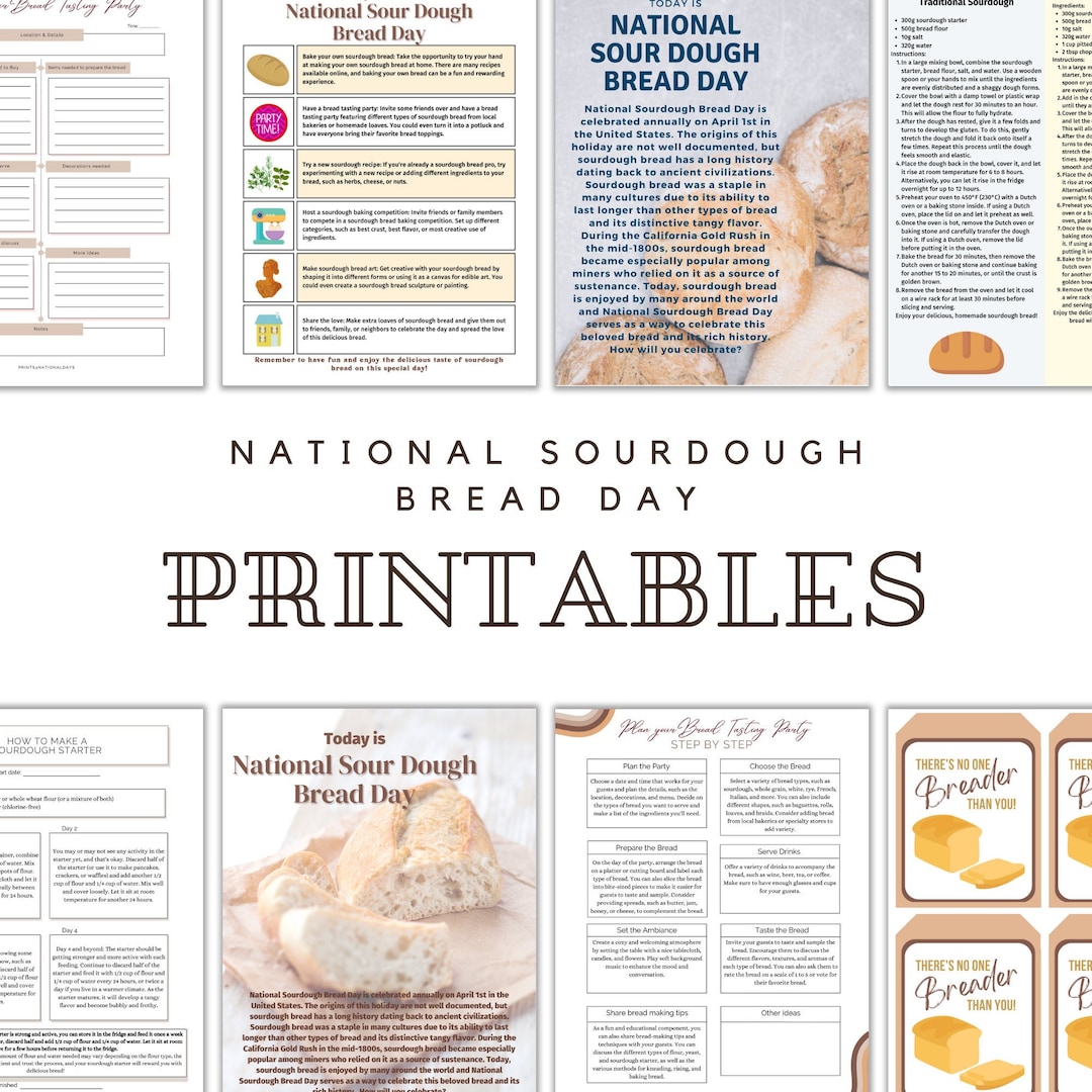 National Sourdough Bread Day Bundle of Printables, Bread Tasting Party