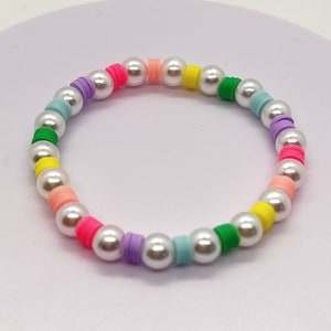 Pink, Green, Yellow, Blue, And Purple Bracelet | Clay Bead | Easter | Pearl |