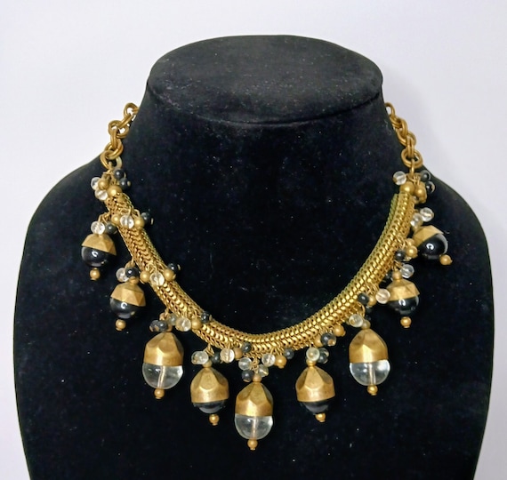 1940s Snake Woven Antiqued Gold Style Necklace Showc… - Gem