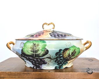 Soup Tureen Hand Painted / Antique