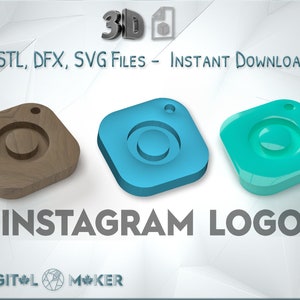 SIZEABLE Instagram Logo STL / 3D-Datei - ideal für 3D-Drucker, cnc, Cricut, Silhouette oder mit digitalem Design