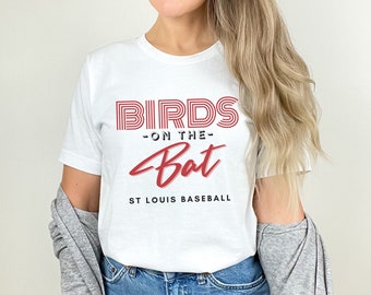 St Louis Baseball Birds on the Bat Womens Short Sleeve Jersey TShirt