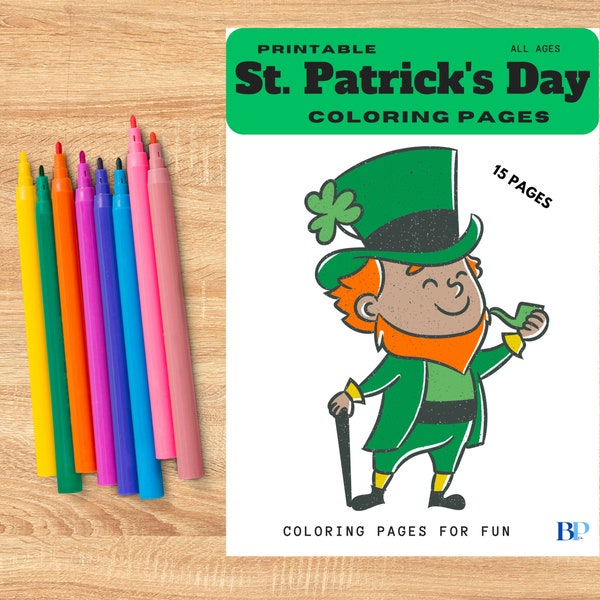 St. Patricks Day Coloring Page Set | St Pattys Day Coloring | Instant Download | Printable | Coloring Pages | 15 Pages | All Ages