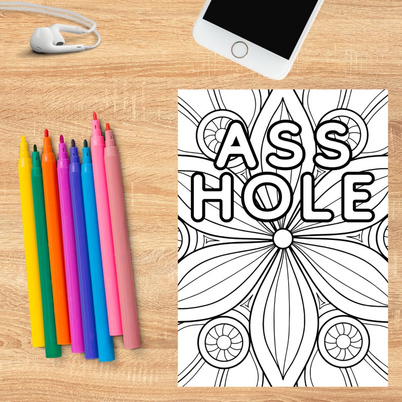 Swear Word Coloring Pages, Adult Coloring Page Printable, Cuss Word