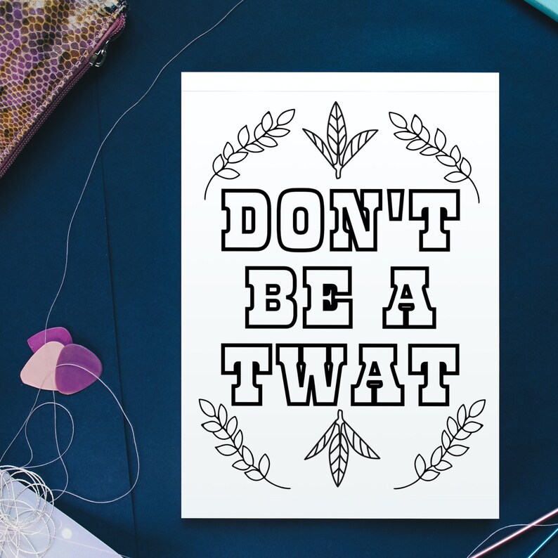 Swear Word Coloring Pages Adult Coloring Page Printable Cuss Etsy