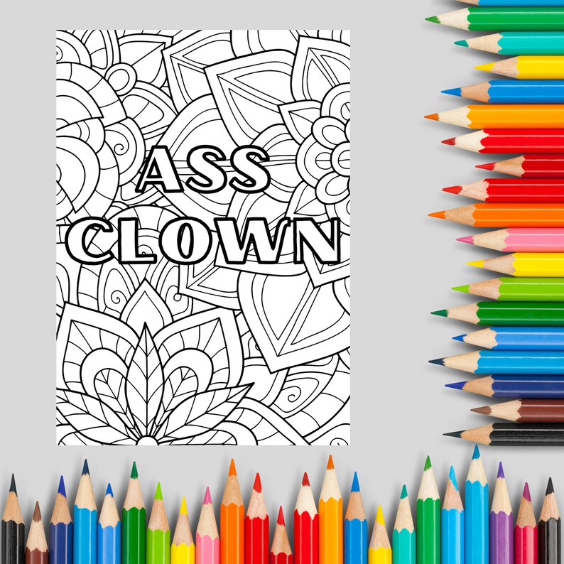 Swear Word Coloring Pages, Adult Coloring Page Printable, Cuss Word