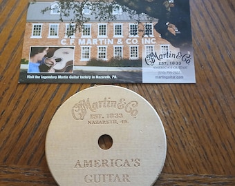 C.F. Martin Sound Hole Cutout Coaster & Serial Number Postcard