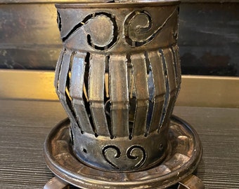 Rustic Farmhouse Vintage Cutout Metal Candle Holder/ Lantern
