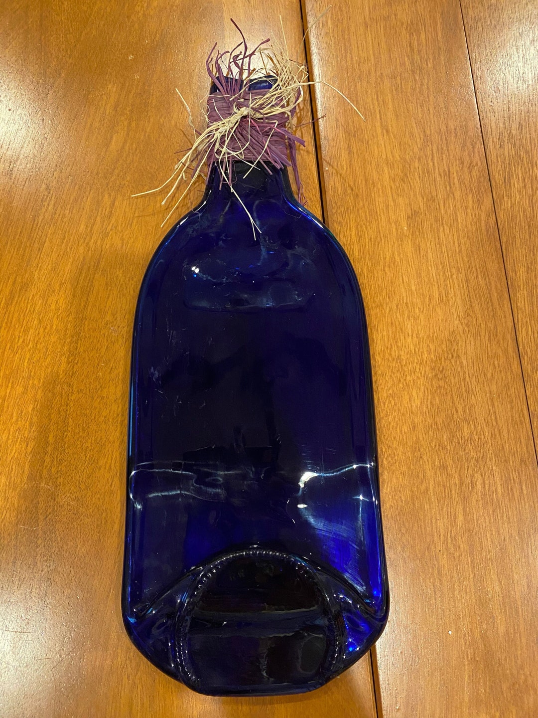 Vintage Upcycled Blue Glass Bottle Spoon Rest Etsy