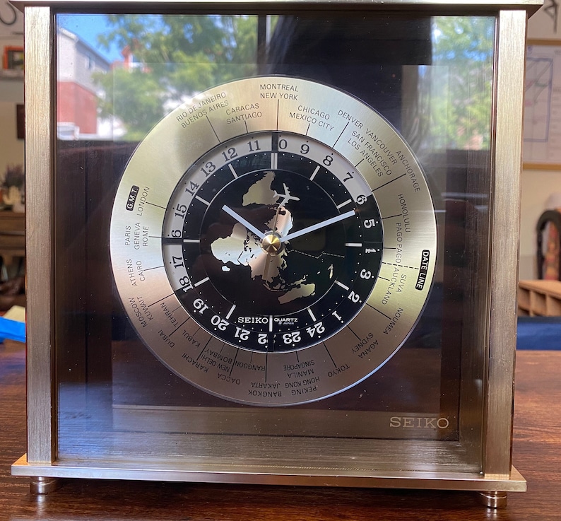 Seiko World Time Zones Brass Clock - Etsy Australia
