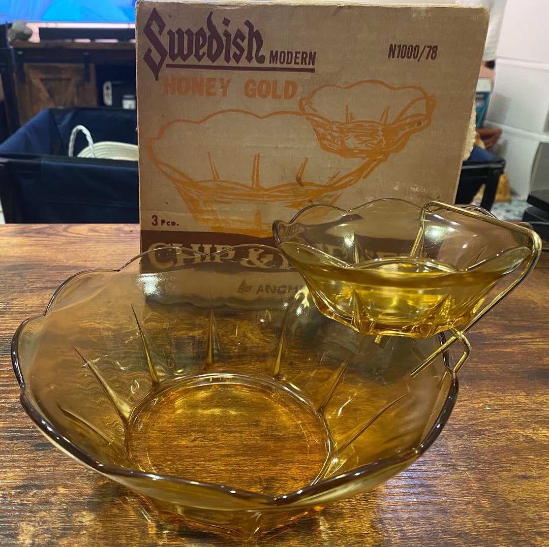 1960s Swedish Modern Honey Gold Chip & Dip Set by Anchor Etsy