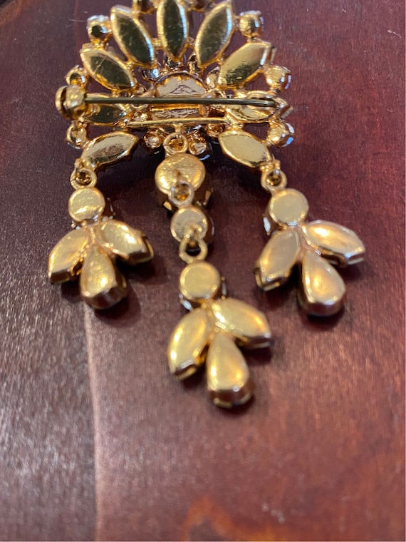 1960’s DAZZLING Brooch with Dangling Blue Stones … - image 2