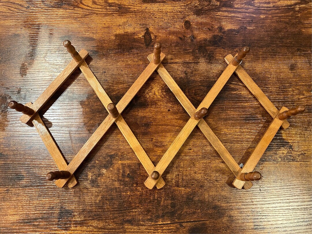 Vintage Wooden Accordion Wall Hooks Etsy