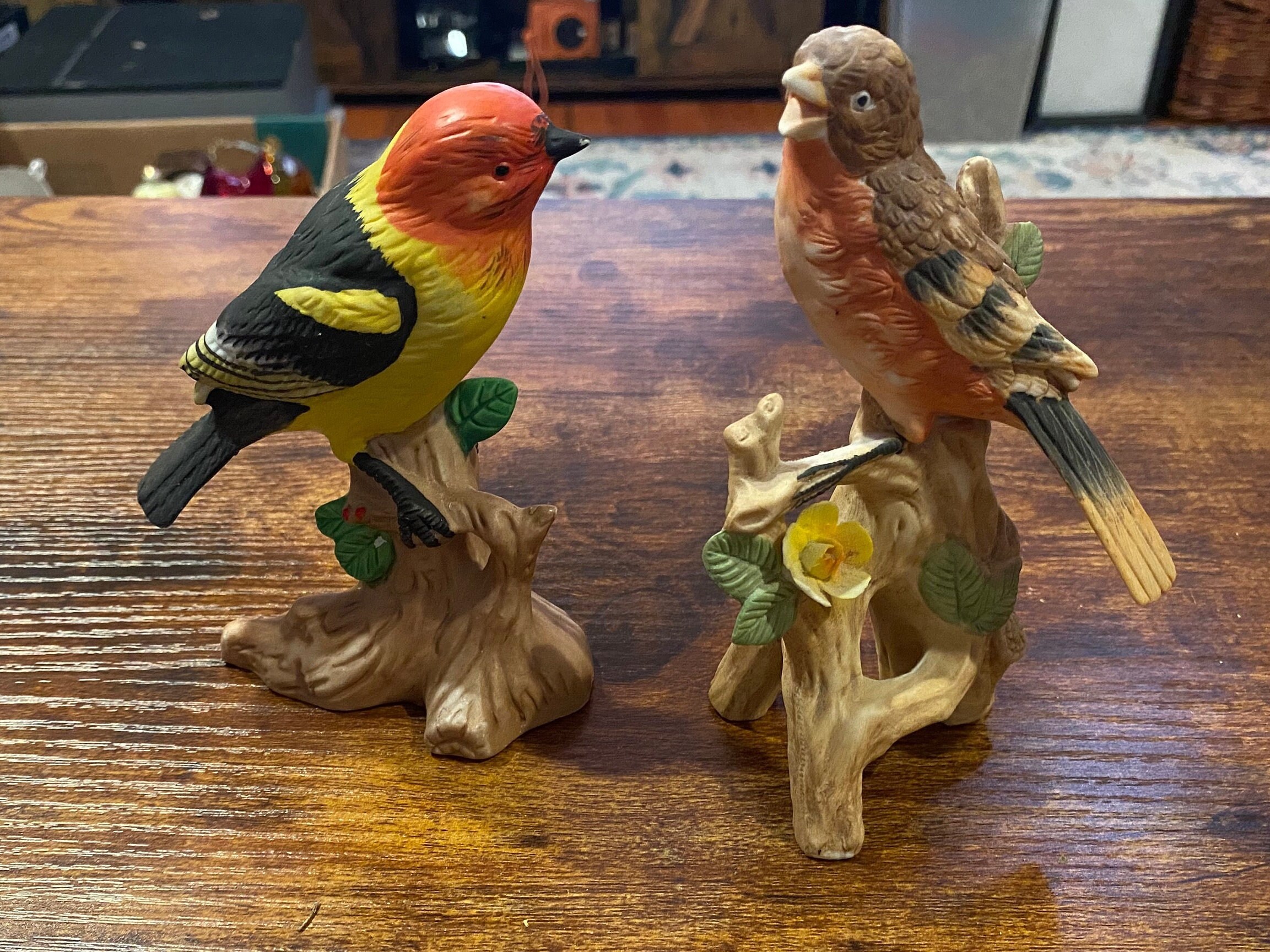 Ceramic Gold Finch Bird Figurines - Etsy