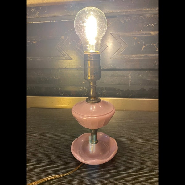 1950’s Pastel Pink Glass Boudoir Lamp