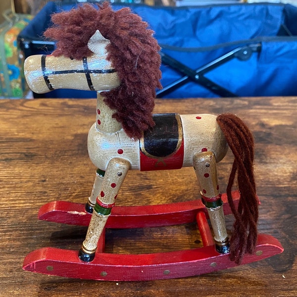 Antique Wooden Rocking Horse - Etsy
