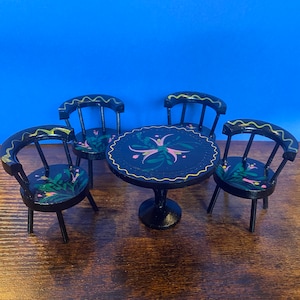 1960’s Fomerz Brand Wooden Painted Dollhouse Table & Chairs