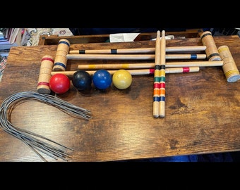 Vintage 4-Player Wooden Croquet Set