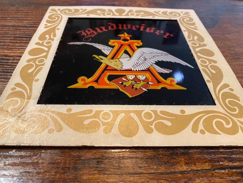 Vintage 8” Square Budweiser Mirror // Budweiser Beer Advertisement Sign ...