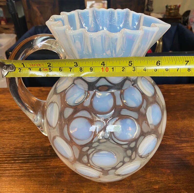 Vintage Fenton Opalescent Coin Dot Art Glass Pitcher With - Etsy