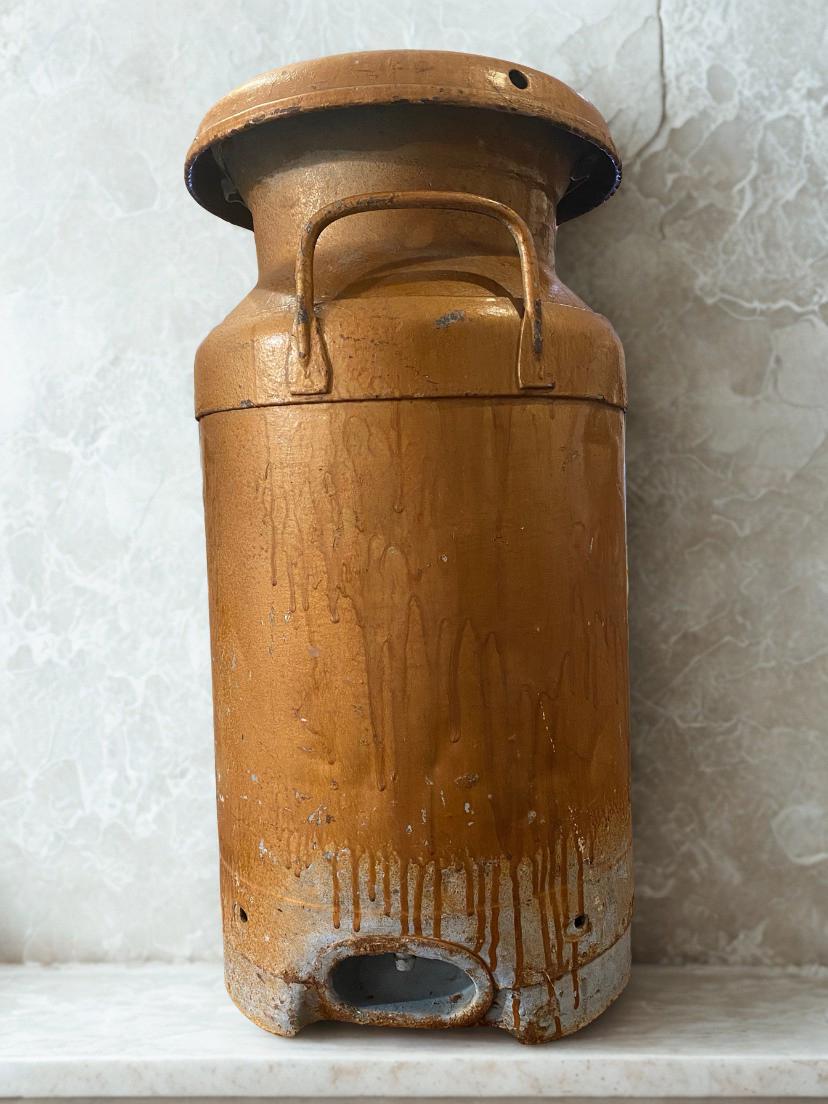 アンティーク金属製ミルク缶 蓋付き アルミ製 ミルク缶 蓋付き | Brocante de La Cocotte （フランス