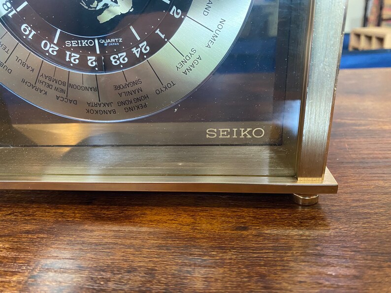 Seiko World Time Zones Brass Clock Etsy