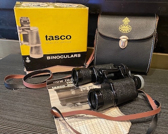 Vintage Tasco Sea Pilot 7x35 Binoculars with Leather Case in Original Box