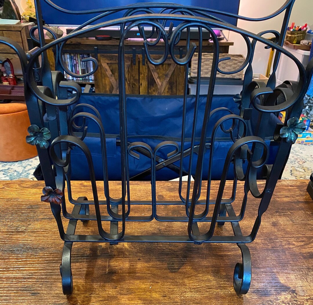 Vintage Ornate Wrought Iron Magazine Rack Etsy