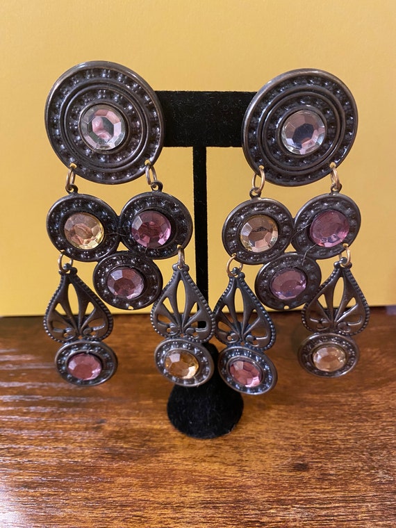 80s earrings big pink - Gem