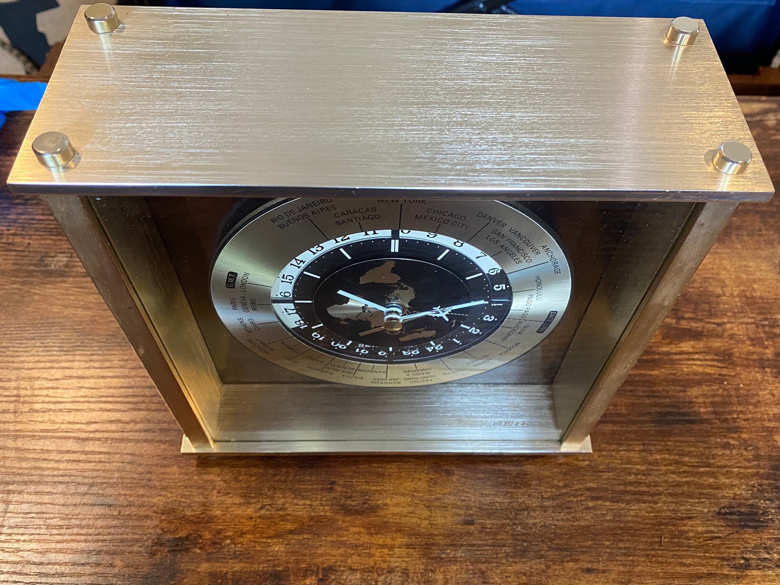 Seiko World Time Zones Brass Clock - Etsy