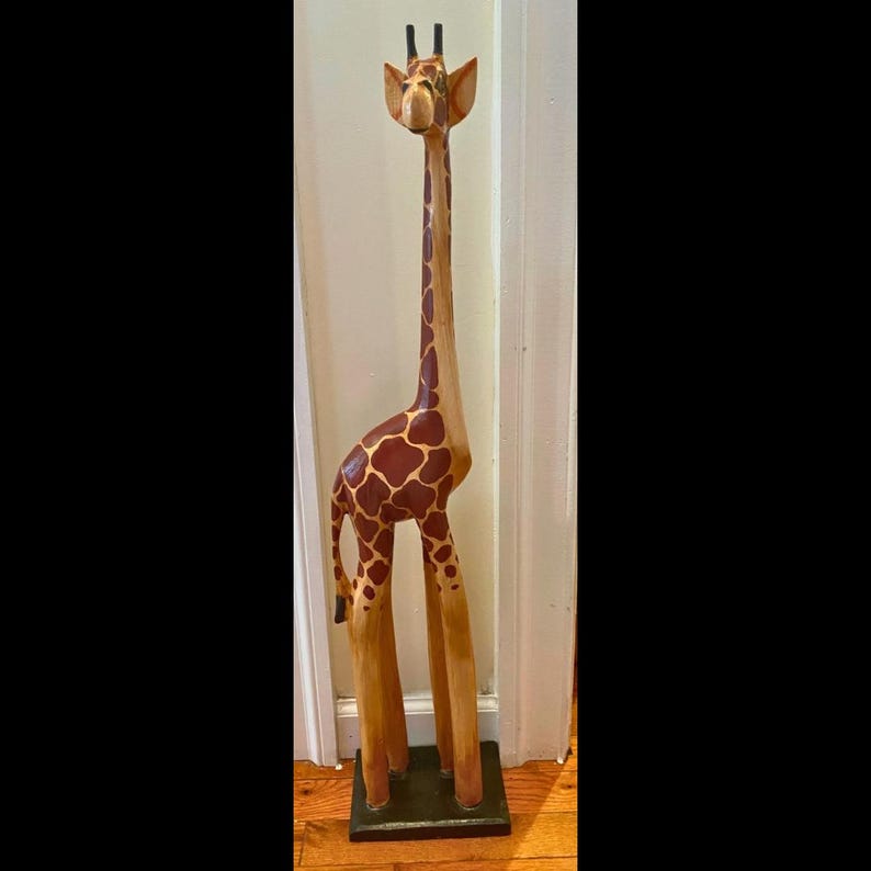 Rectangular Giraffe Vintage Tall Wooden Giraffe Statue - Etsy