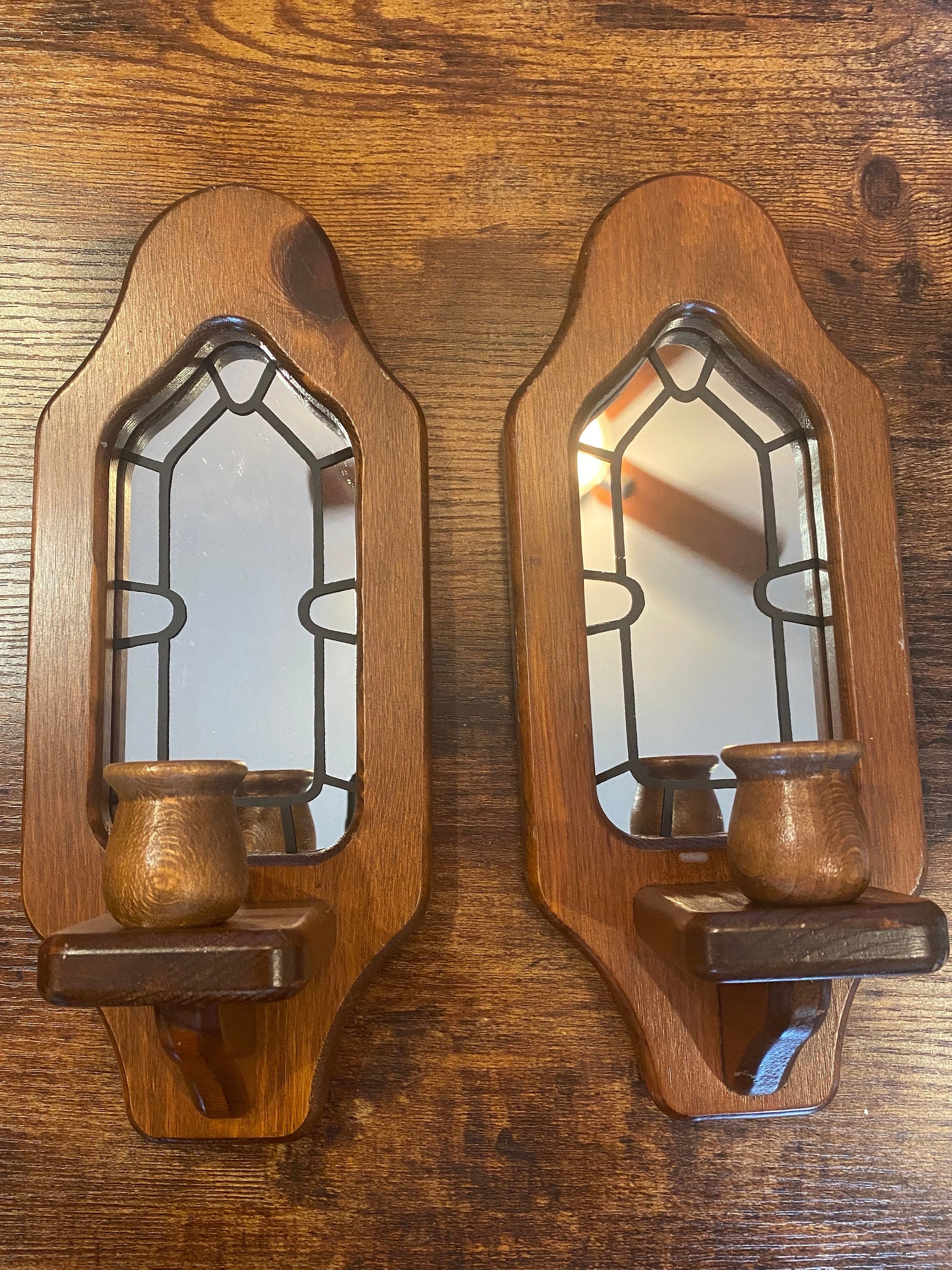 Vintage Aesthetic Wooden Wall Mirror & Candlestick Holder (4 Styles), Best  Stylish Bedding