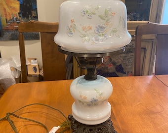 Vintage Blue Floral gone With the Wind Hurricane Lamp W Etsy UK