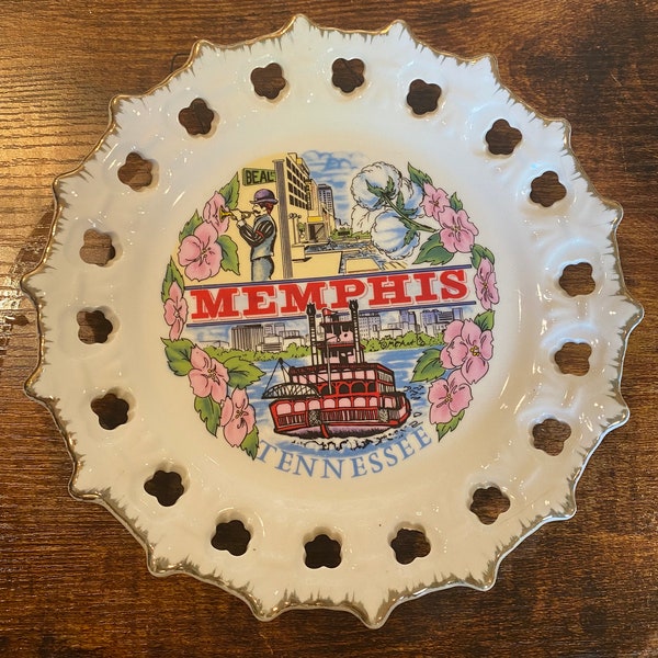 Memphis Tennessee Vintage Lace Edge Souvenir Plate