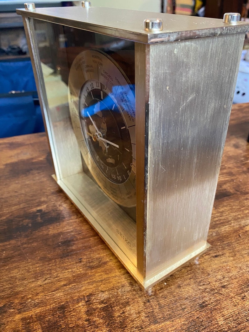 Seiko World Time Zones Brass Clock Etsy