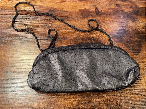 La Regale Black Satin Evening Bag, Vintage, Strap or Handle - Ruby