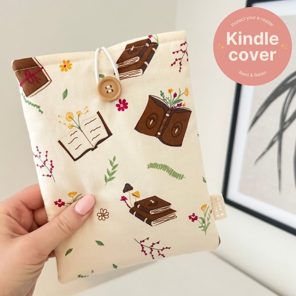 Bookish Kindle Case with Elastic Closure - Kindle Paperwhite/2022 Cover - Romance & Whimsical Reading Accessory - E-reader Protection Pouch