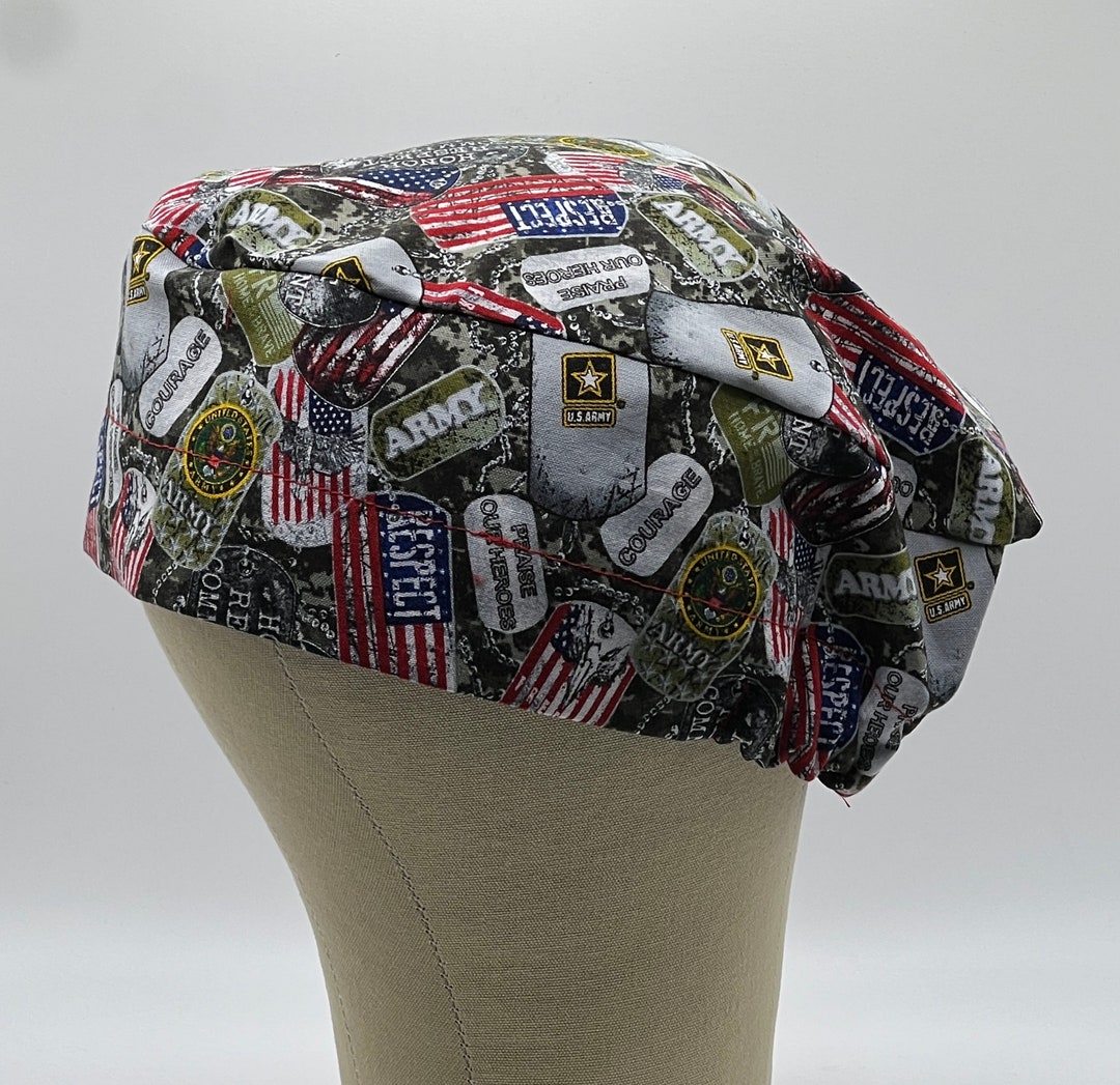 United States Army Scrub Cap, Veterans Day Scrub Hat, Surgeon's Cap