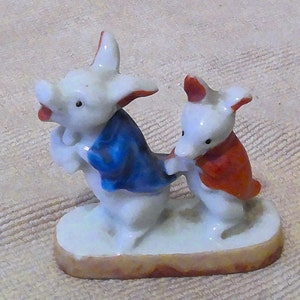 Vintage Japan Ceramic 2 small pigs in coats