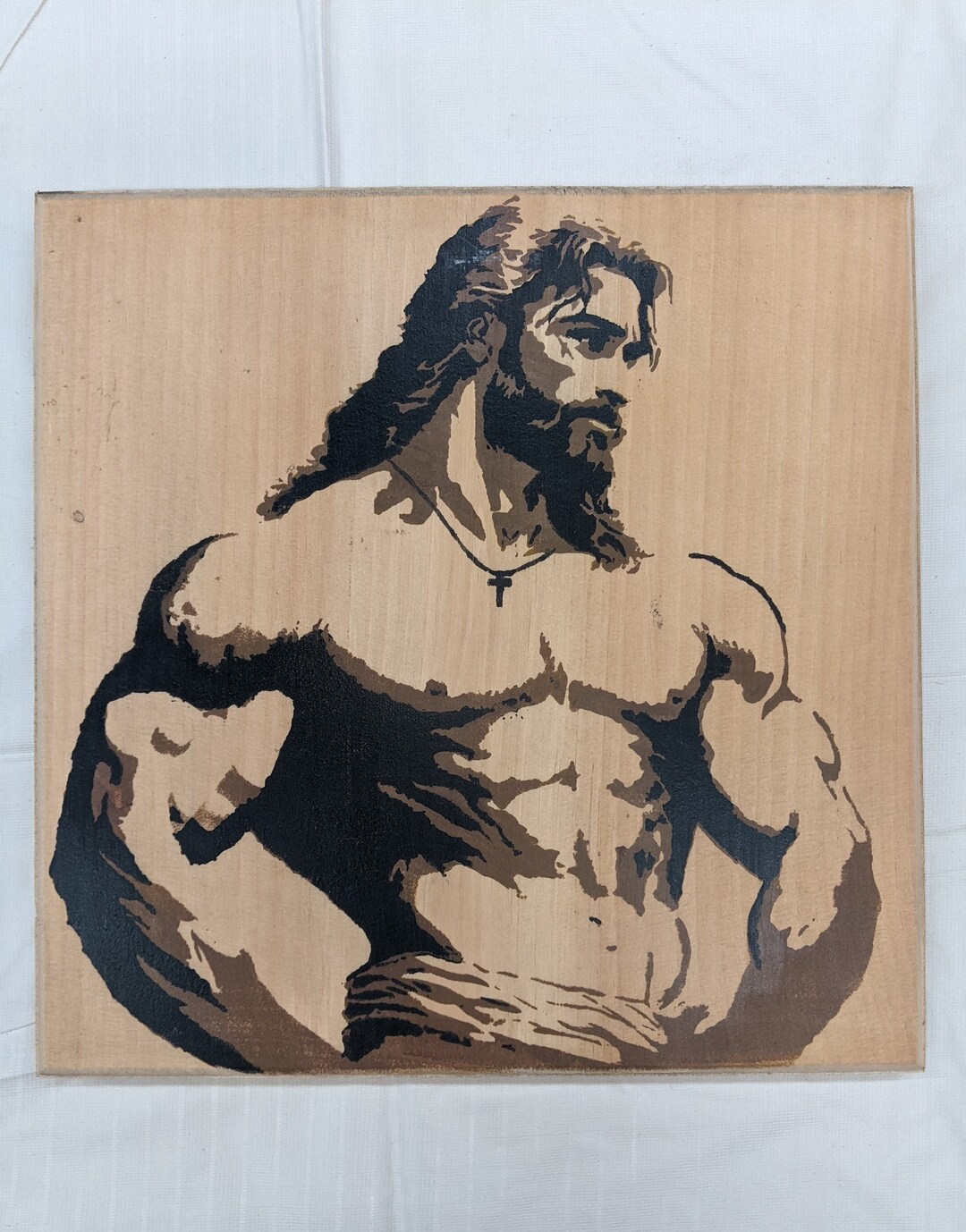 Ripped Jesus Acrylic Painting Over White Pine 12x12 - Etsy