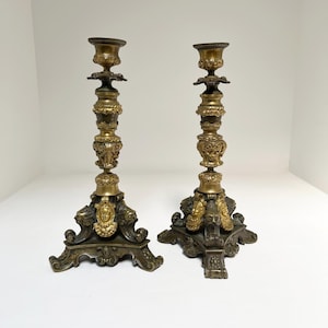 french 19thc bronze ormolu candlesticks,