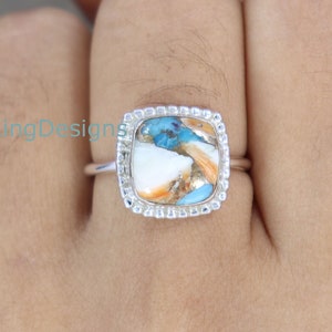 Oyster Turquoise Ring, Copper Turquoise Ring, Sterling Silver Ring, Handmade Ring, Designer Silver Ring, Engagement Ring, Turquoise Jewelry