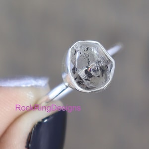 Anello con diamante grezzo Herkimer, anello in argento sterling 925, anello con diamante grezzo naturale, anello con cristallo curativo grezzo, anello con diamante grezzo, anello per tutti i giorni