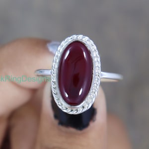 Red Garnet Ring, 925 Sterling Silver Ring, Garnet Silver Ring, Red Garnet Women Ring, Handmade Designer Ring, Wedding Ring, Halloween Gifts